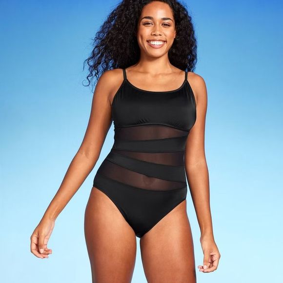 Women's Mesh One Piece Swimsuit Bathing Suit - Picture 3 of 4